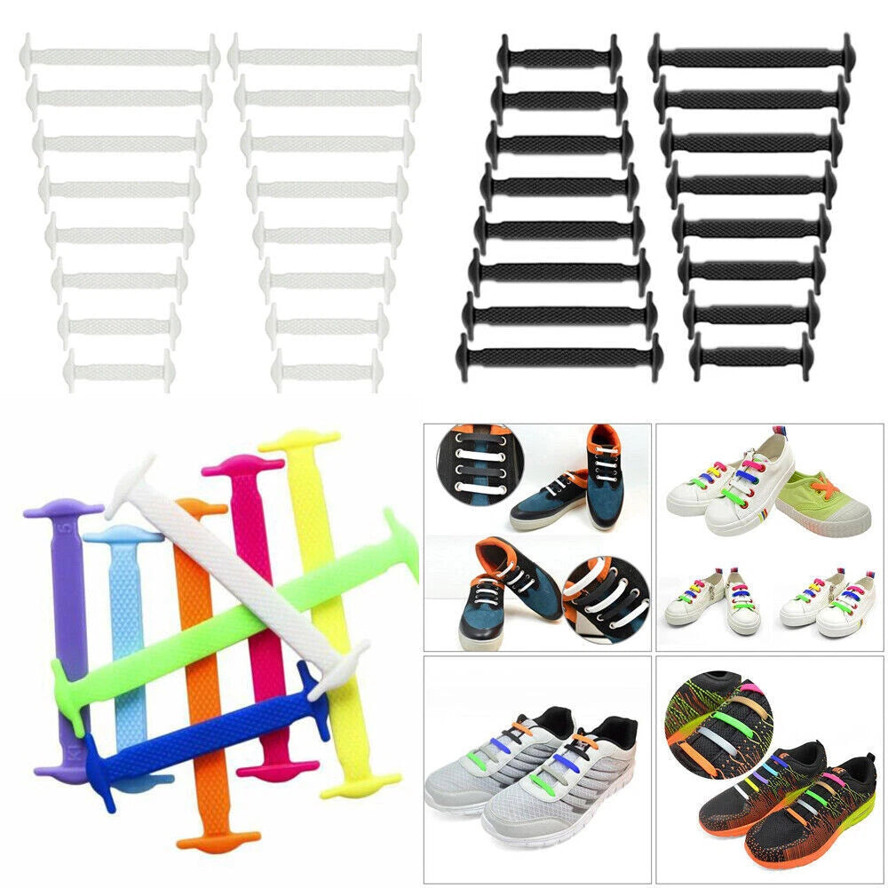Elastic Silicone Shoe Laces – No Tie Rubber Shoelaces for Trainers & Casual Shoes