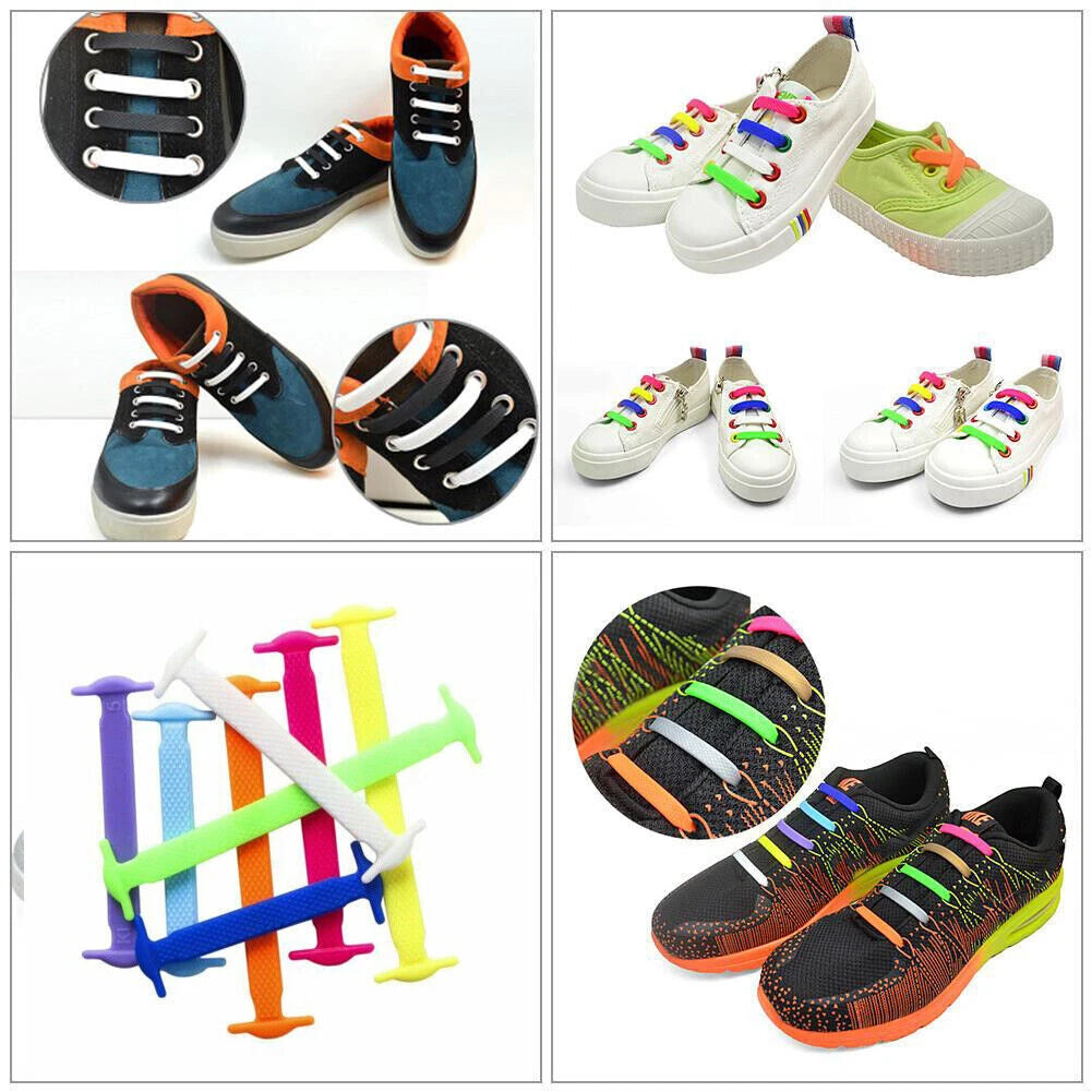 Elastic Silicone Shoe Laces – No Tie Rubber Shoelaces for Trainers & Casual Shoes