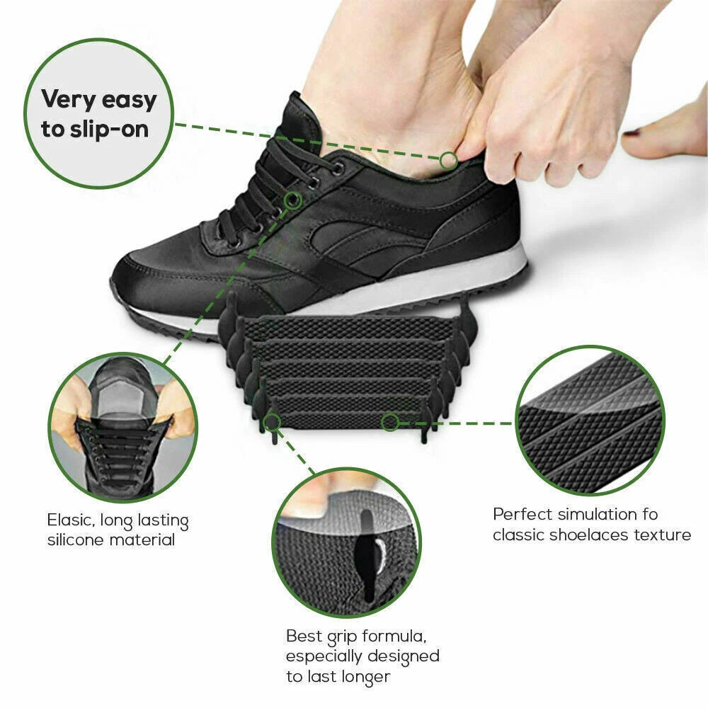 Elastic Silicone Shoe Laces – No Tie Rubber Shoelaces for Trainers & Casual Shoes