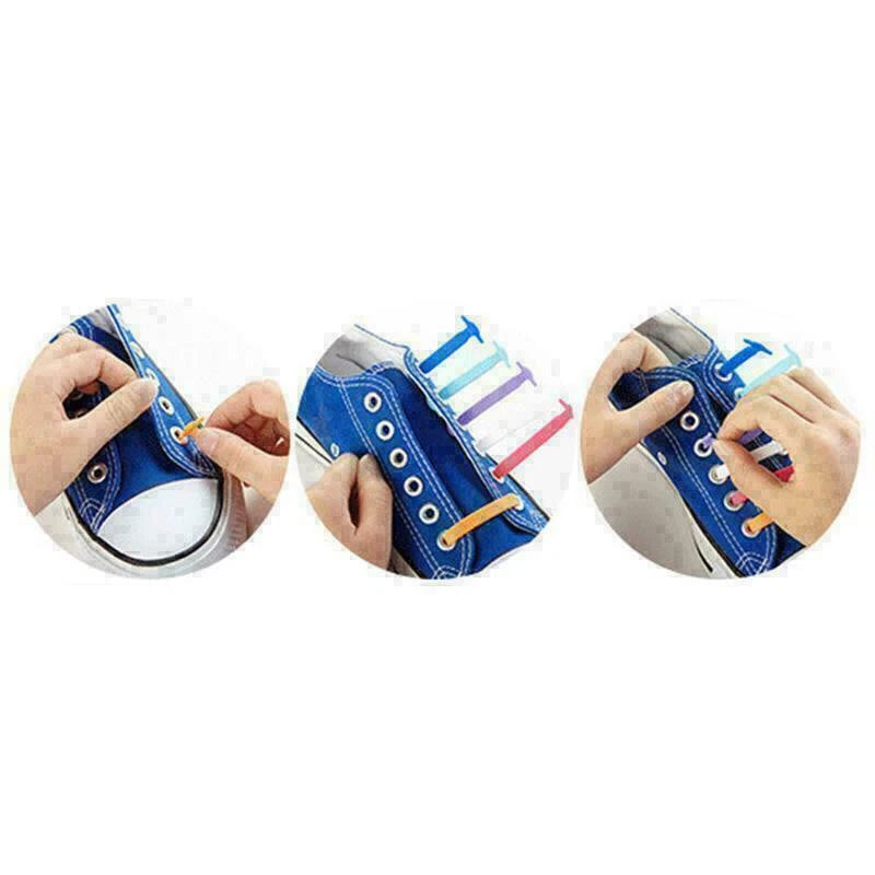 Elastic Silicone Shoe Laces – No Tie Rubber Shoelaces for Trainers & Casual Shoes