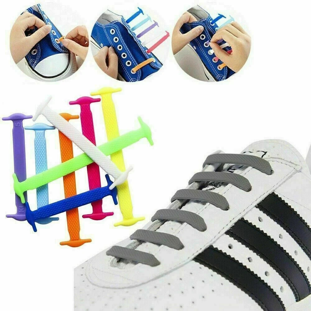 Elastic Silicone Shoe Laces – No Tie Rubber Shoelaces for Trainers & Casual Shoes
