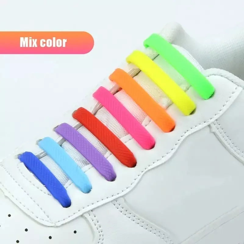 Elastic Silicone Shoe Laces – No Tie Rubber Shoelaces for Trainers & Casual Shoes